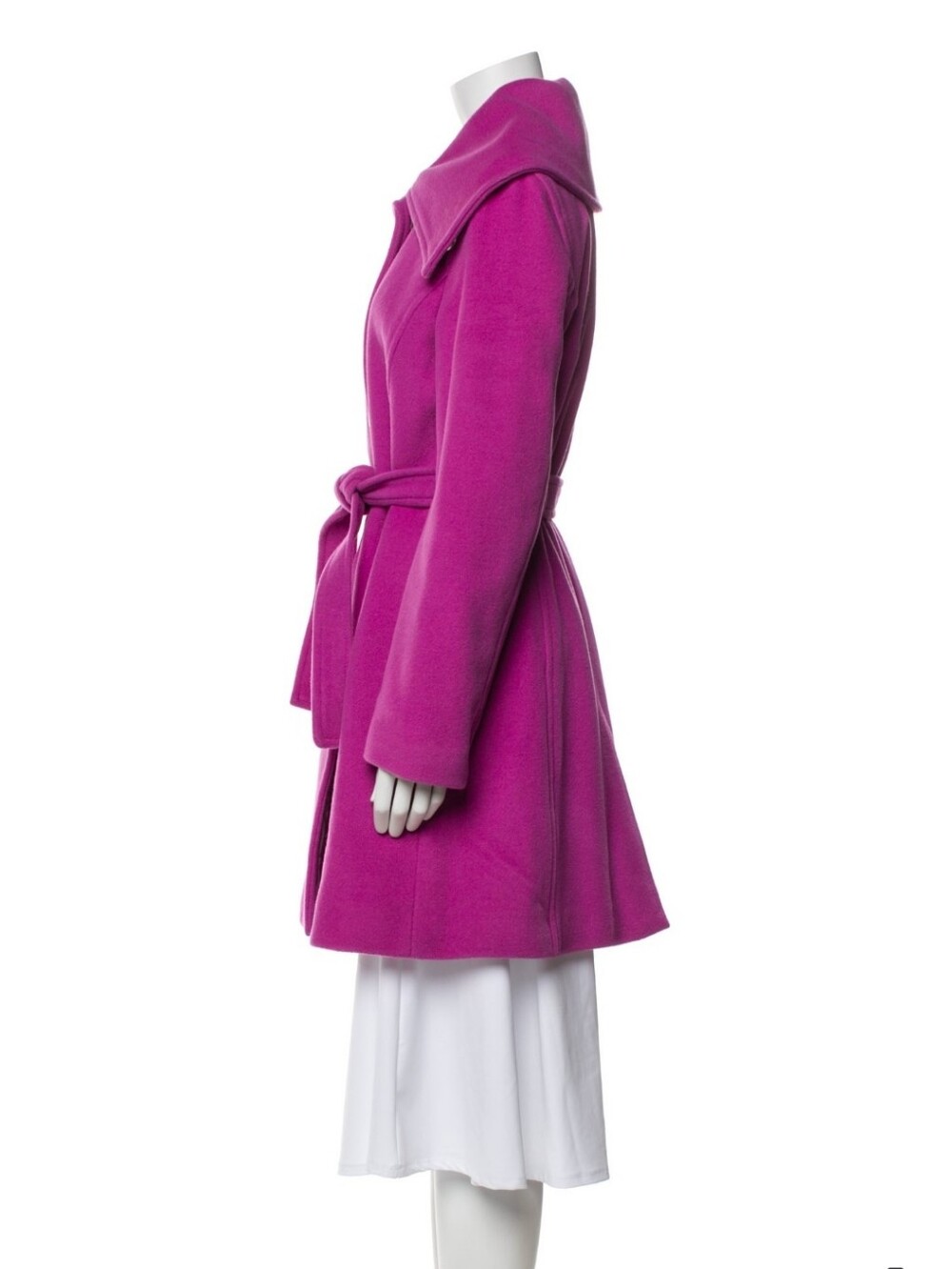 COACH 1941 Magenta Wool Blend Belted Coat with Pale Pink Signature C Lining - Picture 4 of 9